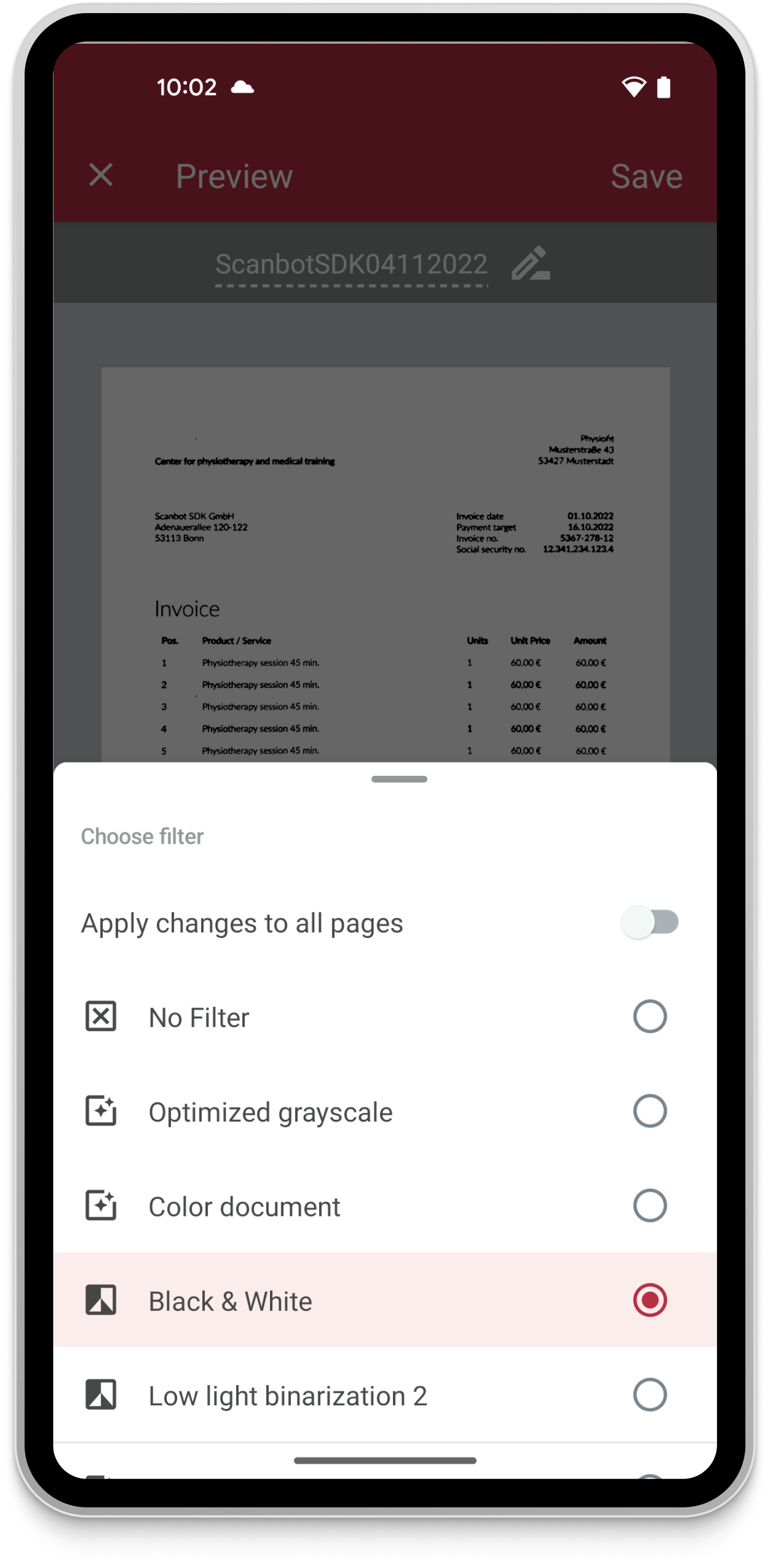 screenshot of Scanbot Document Scanner SDK